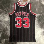 NBA 33 Pippen Bulls 1995-96 Maillot Retro noir avec stripe